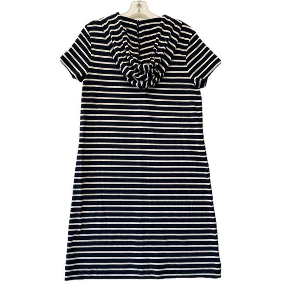 CABI Hooded Knee Length Dress Women's Size S Navy White Striped Coastal Beachy - Picture 2 of 11
